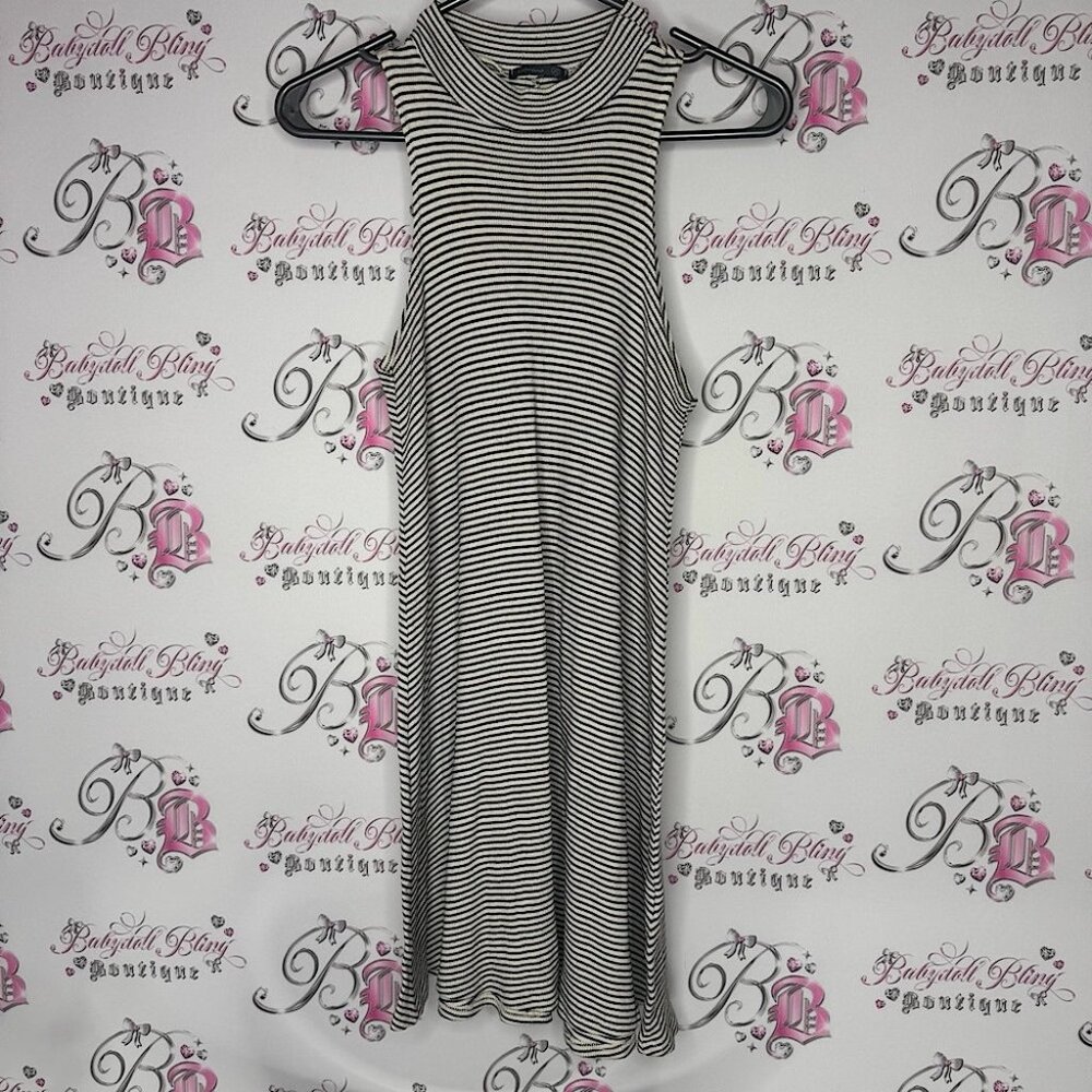 Soprano dress Striped Sleeveless turtleneck high neck stripes stretchy Dress